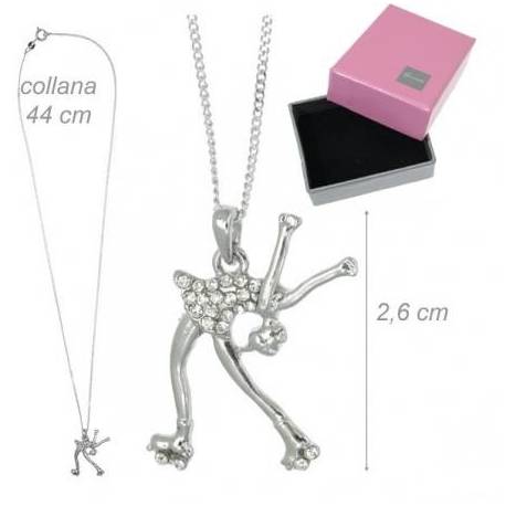 CIONDOLO IN METALLO CON PATTINATRICE + COLLANA