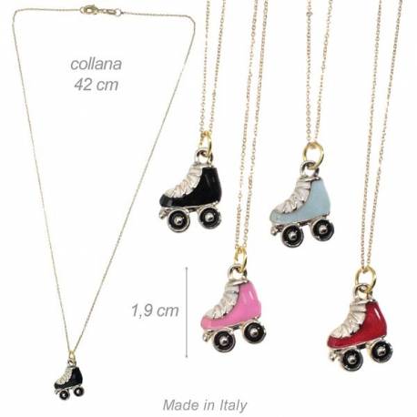Collana Con Pendente Pattino Rotelle Smaltato