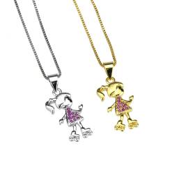 COLLANA+ CIONDOLO PATTINATRICE CON VESTITO STRASSATO