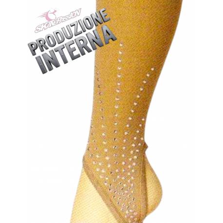 CALZE AMERICANE 50den CARNE CON GHETTE+STRASS PATTINAGGIO ARTISTICO E GHIACCIO