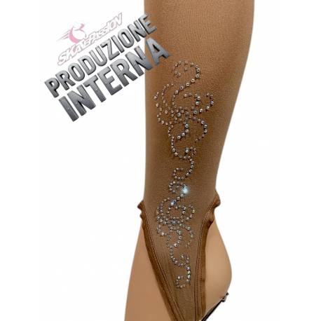 CALZE AMERICANE GHETTE 50den CARNE E STRASS mod.3 PER PATTINAGGIO ARTISTICO E GHIACCIO