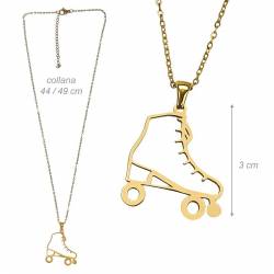 Collana con pattino in acciaio galvanizzato color oro