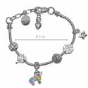 Bracciale in metallo charms strass e pattino rotelle colorato