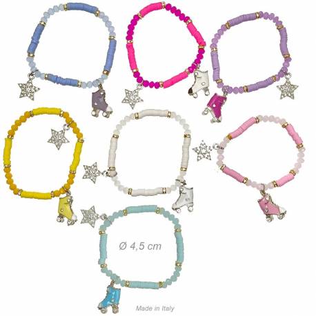 Braccialetto elastico small pattino a rotelle e stella di strass