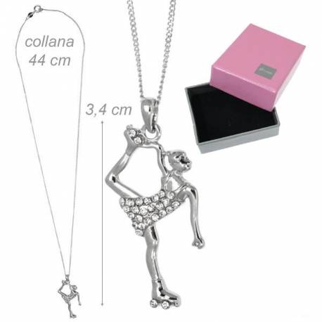 CIONDOLO IN METALLO CON PATTINATRICE + COLLANA