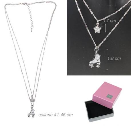 Collana doppia con pattino rotelle e stella di zircone